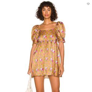 LoveShackFancy Bennington Mini Babydoll Dress in Ruby Gold Goldmine Floral Sz 6